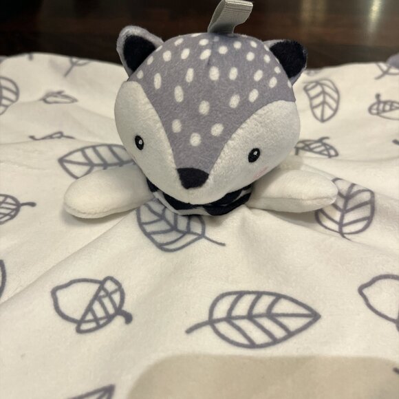ALIPIS Grey and White Fox Baby Lovey Blanket Teething Ring Small 10"x10" Nunu - Picture 1 of 9